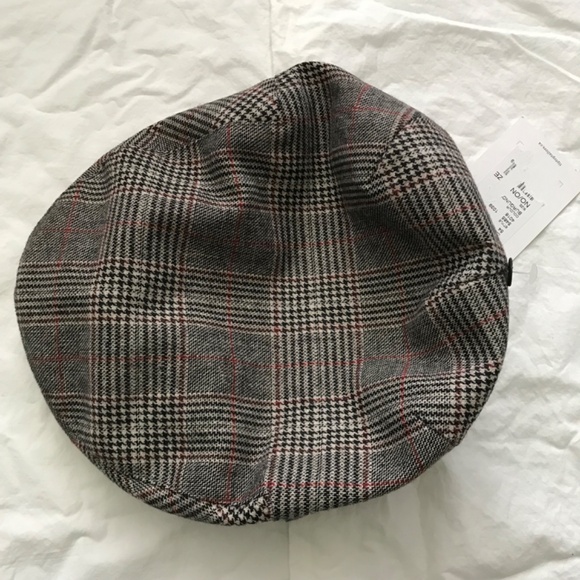 NWT Tip Top Tailors Burgundy Plaid Hat Unisex Black White Red Gatsby Cap Flat - Picture 6 of 12